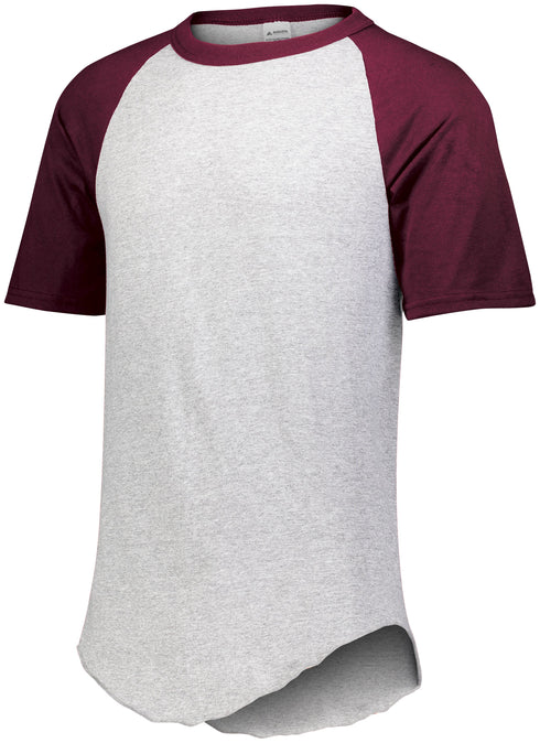 Augusta Sportswear Youth Short Sleeve Baseball Jersey (424), Color 'Athletic HeatherMaroon'